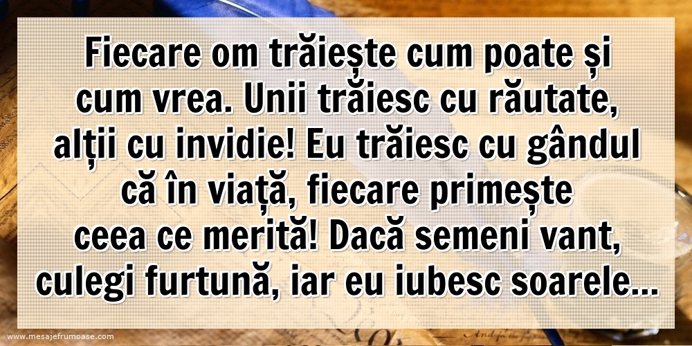  Mesaje frumoase despre viata - Dacă semeni vant, culegi furtună, iar eu iubesc soarele...